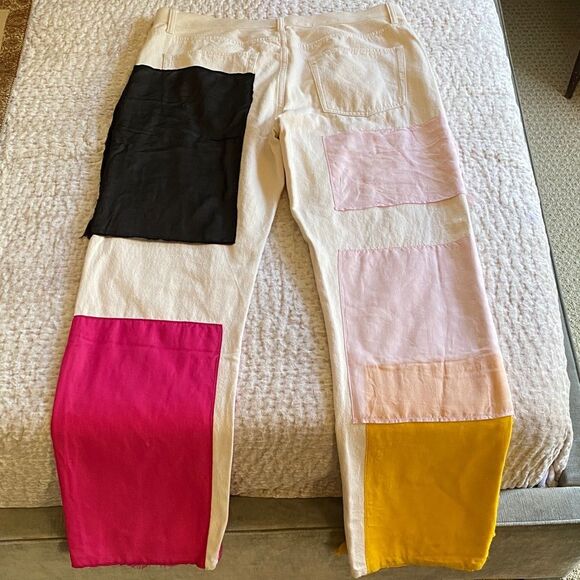 Helmut Lang Mens Patchwork Jeans - Pink, Black, Yellow, Ivory - Picture 2 of 7